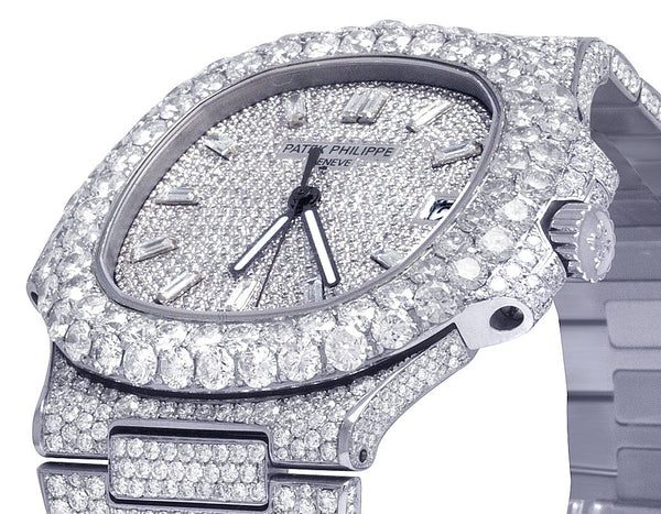 Patek Philippe Round Moissanite Diamond Men Automatic Watch, Rose Gold Plated Men Watch For Birthday Gift