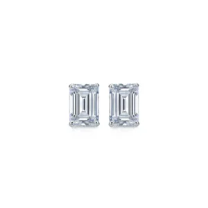 Emerald Moissanite Diamond Sterling Silver Stud Solitaire Diamond Earring, Jewelry For Women, Anniversary Gift For Her
