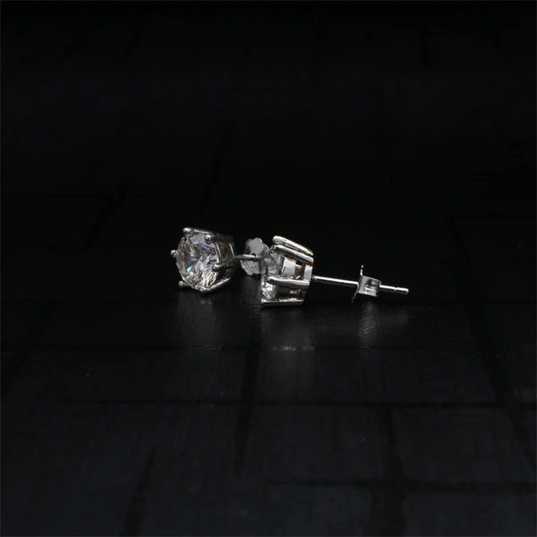 Round Moissanite Diamond Sterling Silver Stud Diamond Earring, 10K/14K Gold Jewelry For Women, Anniversary Gift For Her