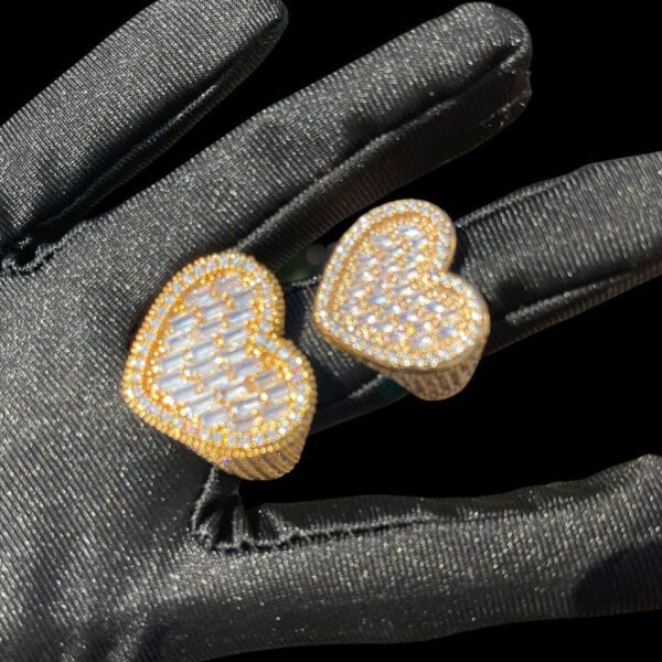 HEART N DIAMOND TENNIS SIDES ICED OUT RING