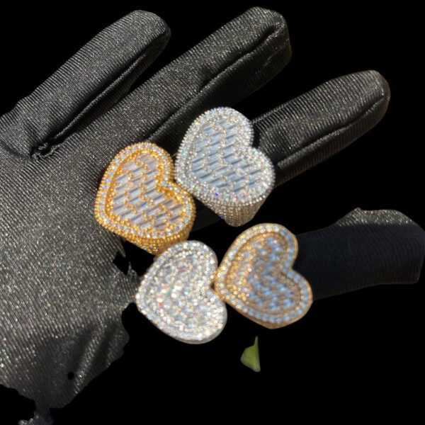 HEART N DIAMOND TENNIS SIDES ICED OUT RING