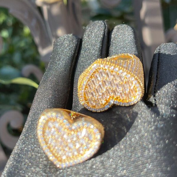 HEART N DIAMOND TENNIS SIDES ICED OUT RING