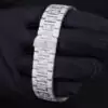 Patek Philippe Geneve Round & Baguette Moissanite Diamond Men Automatic Watch, White Gold Plated Full Iced Out Men Watch For Birthday Gift