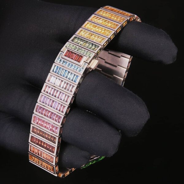 IMG-20220203-WA0033 Cartier Skeleton Rainbow Sapphire Diamond Men Watch, Stainless Steel White Gold Plated Men Watch For Birthday Gift