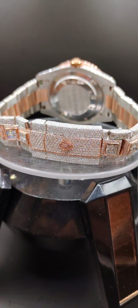 IMG-20220906-WA0067 Rolex Datejust Full Iced Out Moissanite Diamond Watch, Baguette Round Prinsees VVS Moissanite Diamond Wrist Watch For Men, White Plated Men Diamond Watch