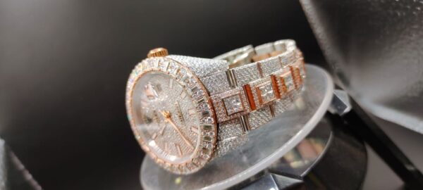 IMG-20220906-WA0071 Rolex Datejust Full Iced Out Moissanite Diamond Watch, Baguette Round Prinsees VVS Moissanite Diamond Wrist Watch For Men, White Plated Men Diamond Watch