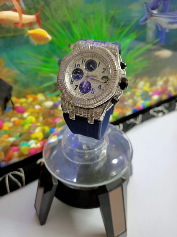 IMG20220519182620 Audemars Piguet Baguette Moissanite Diamond Full Iced Out Men Wrist Watch, Silicon Band Chronograph Working Moissanite Diamond Watch For Men