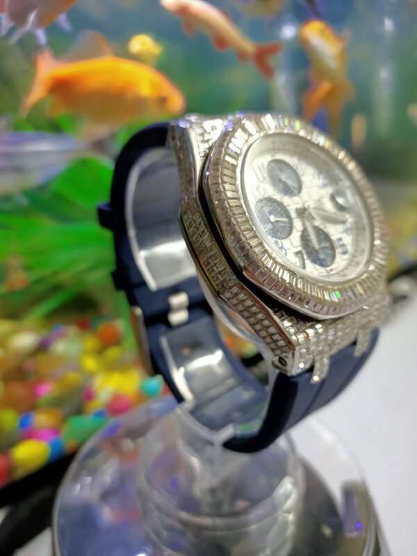 IMG20220519182832 Audemars Piguet Baguette Moissanite Diamond Full Iced Out Men Wrist Watch, Silicon Band Chronograph Working Moissanite Diamond Watch For Men