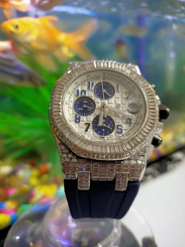 IMG20220519182835 Audemars Piguet Baguette Moissanite Diamond Full Iced Out Men Wrist Watch, Silicon Band Chronograph Working Moissanite Diamond Watch For Men