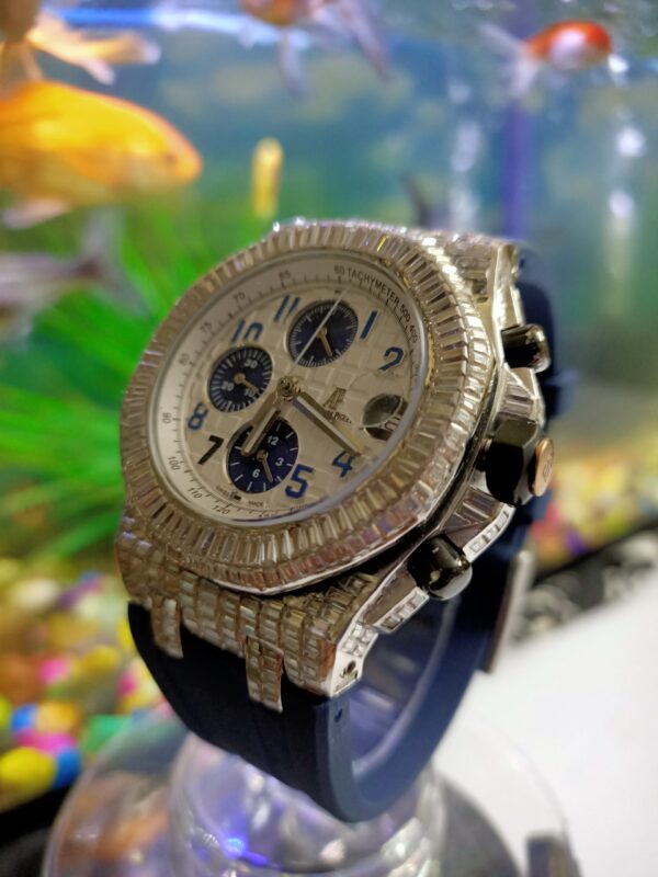 IMG20220519182838 Audemars Piguet Baguette Moissanite Diamond Full Iced Out Men Wrist Watch, Silicon Band Chronograph Working Moissanite Diamond Watch For Men