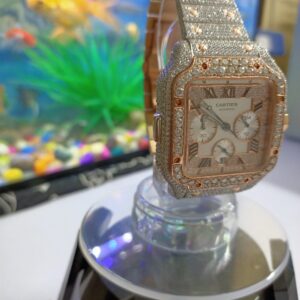 IMG20220528215547 Cartier Prev Next Cartier Santos Chronograph Moissanite Diamond Men Watch, Stainless Steel White OR Rose Gold Plated Arabic Men Watch For Birthday Gift