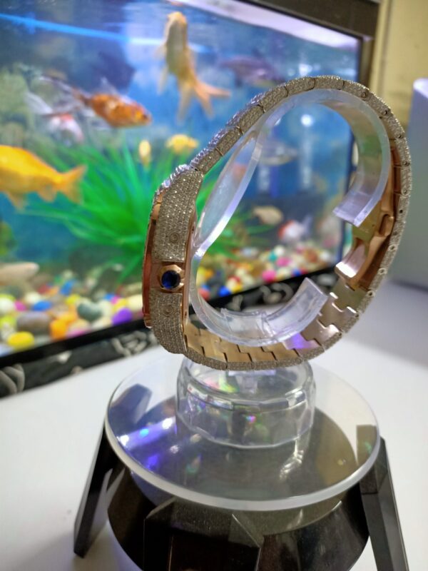 Cartier Prev Next Cartier Santos  Chronograph Moissanite Diamond Men Watch, Stainless Steel White OR Rose Gold Plated Arabic Men Watch For Birthday Gift