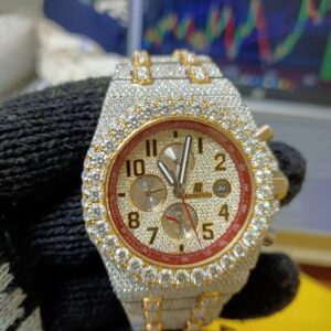 Audemars Piguet Iced Out Diamond Watch, Chronograph Working VVS Moissanite Diamond Men Wrist Watch, Wedding Gift Diamond Watch For Him