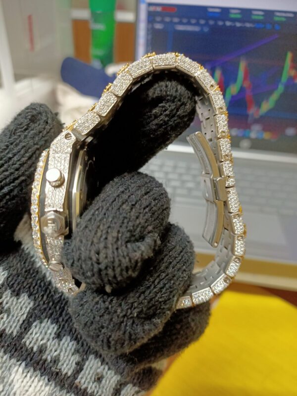 Audemars Piguet Iced Out Diamond Watch, Chronograph Working VVS Moissanite Diamond Men Wrist Watch, Wedding Gift Diamond Watch For Him