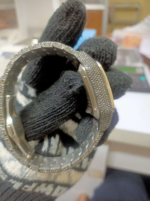 Cartier Moissanite Diamond Men Watch, Round Customized Moissanite Diamond Men Wrist Wantch, Stainless Steel Automatic Diamond Watch For Me