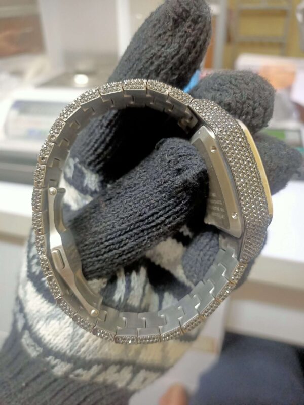 Cartier Moissanite Diamond Men Watch, Round Customized Moissanite Diamond Men Wrist Wantch, Stainless Steel Automatic Diamond Watch For Me