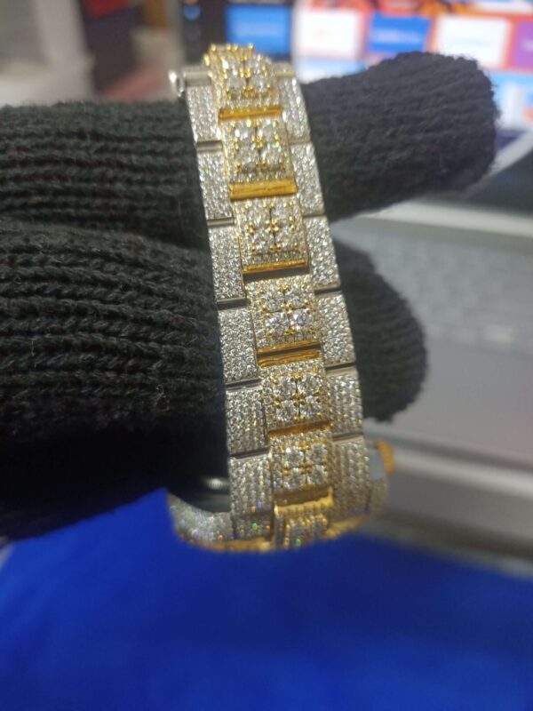 IMG20220805173854 Rolex Datejust Presidential Moissanite Diamond & 3D Calet Men Watch, 41mm Dial 2 Tone Gold Plated Stainless Steel Men Watch For Gift, Fully Iced Out Birthday Gift Watch For Him