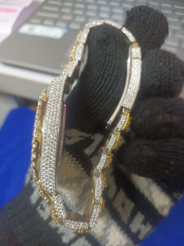 IMG20220805173919 Rolex Datejust Presidential Moissanite Diamond & 3D Calet Men Watch, 41mm Dial 2 Tone Gold Plated Stainless Steel Men Watch For Gift, Fully Iced Out Birthday Gift Watch For Him