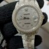 Rolex Datejust Full Iced Out Moissanite Diamond Watch, Baguette And Round VVS Moissanite Diamond Wrist Watch For Men, White  Gold Plated Men Diamond Watch