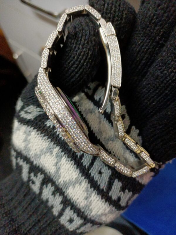 Rolex Datejust Full Iced Out Moissanite Diamond Watch, Baguette And Round VVS Moissanite Diamond Wrist Watch For Men, White  Gold Plated Men Diamond Watch