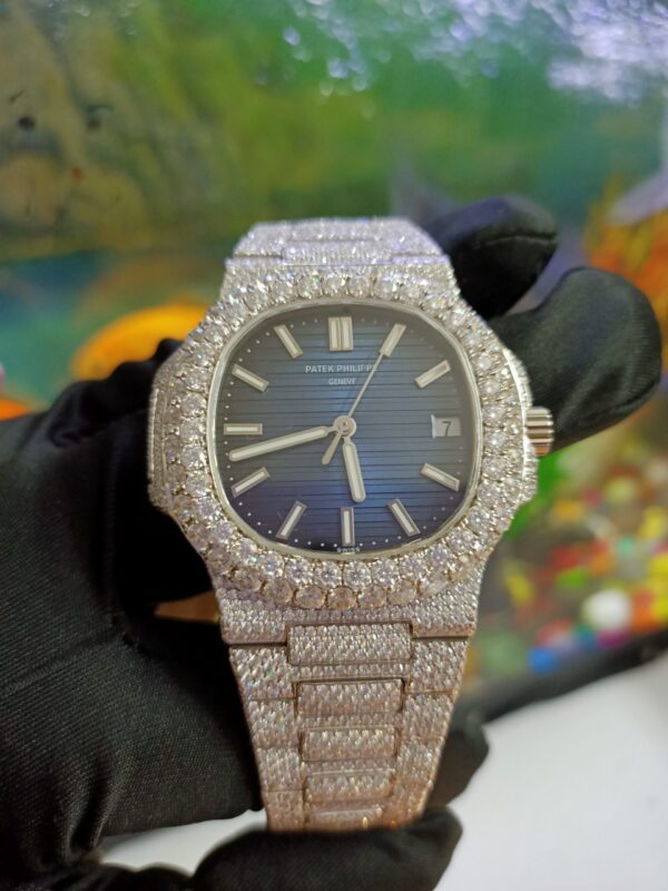 IMG20221107174207 Patek Philippe Geneve Round Moissanite Diamond Men Automatic Watch, White Gold Plated Men Watch For Birthday Gift