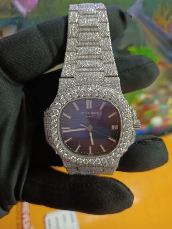 IMG20221107174322 Patek Philippe Geneve Round Moissanite Diamond Men Automatic Watch, White Gold Plated Men Watch For Birthday Gift