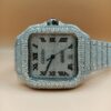 Cartier Santos Eta Mument Moissanite Diamond Men Watch, Stainless Steel White Gold Plated Roman Men Watch For Birthday Gift