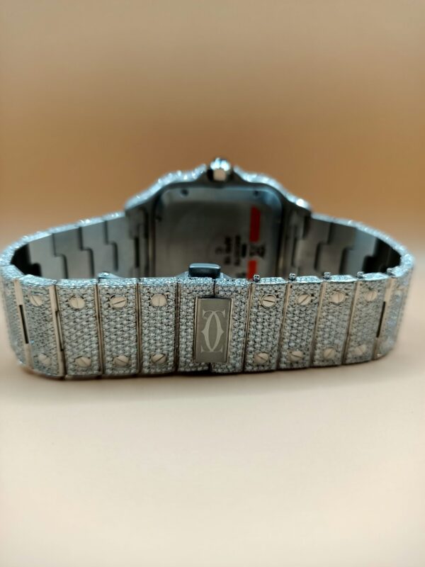 Cartier Santos Eta Mument Moissanite Diamond Men Watch, Stainless Steel White Gold Plated Roman Men Watch For Birthday Gift