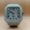 Cartier Santos Eta Mument Moissanite Diamond Men Watch, Stainless Steel White Gold Plated Roman Men Watch For Birthday Gift