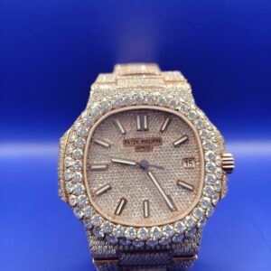 Patek-Philippe-Geneva-automatic-watch Patek Philippe Geneva automatic watch studded with round Moissanite diamonds for men