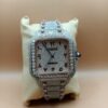 Cartier Santos Skeleton Moissanite Diamond Full Iced Out Men Watch, Stainless Steel White & Ross Gold Arbic Plated Men Watch For Birthday Gift