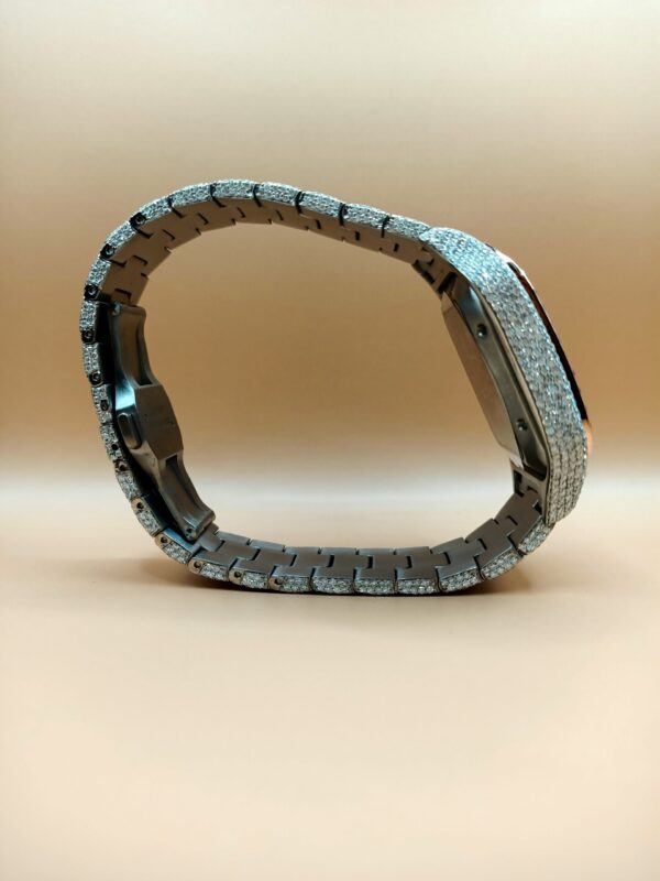 Cartier Skeleton Moissanite Diamond Men Watch, Stainless Steel White & Ross Gold Plated Men Watch For Beautyfull Person