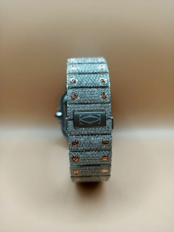 Cartier Skeleton Moissanite Diamond Men Watch, Stainless Steel White & Ross Gold Plated Men Watch For Beautyfull Person