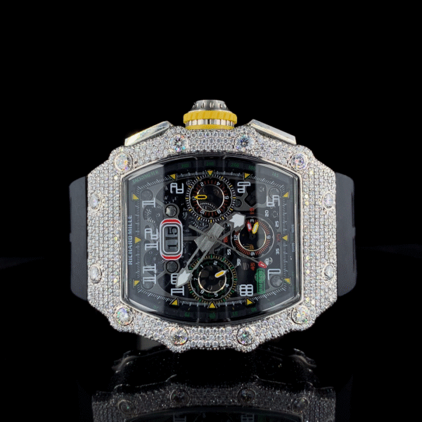 I_2024-02-15 112326 +0000 Rechard Mille Iced Out Diamond Watch, Working VVS Moissanite Diamond Men Wrist Watch, Wedding Gift Diamond Watch For Him
