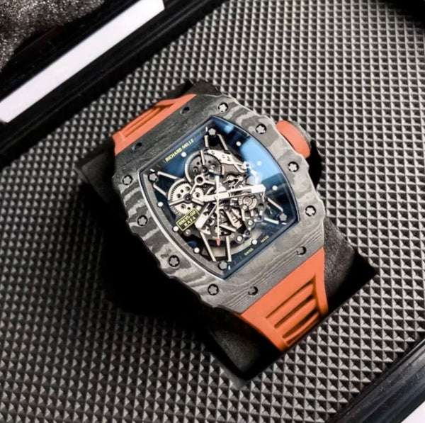 Replica Richard Miles RM 35-02 Automatic Winding RAFA Model Stainless Steel Body Men Watch, Fully Automatic Orange Silicon Band Watch For Men