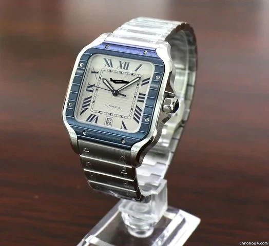 Cartier Santos Fully Automatic Men Wrist Watch, Stainless Steel Case Birthday Gift Watch For Men