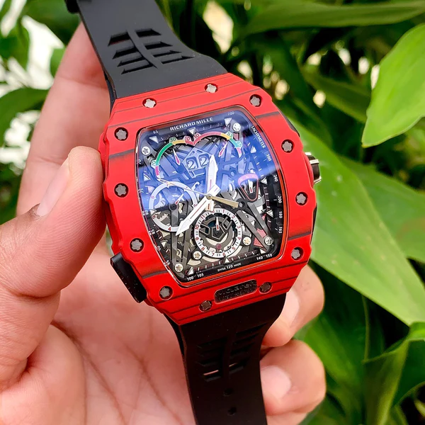 Richard Mille RM-50-03 Mclaren Automatic Men Watch, Cartoon Fiber Scratch Rasistant Case Watch For Birthday Gift