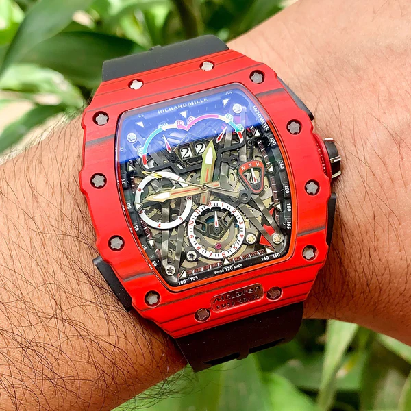 Richard Mille RM-50-03 Mclaren Automatic Men Watch, Cartoon Fiber Scratch Rasistant Case Watch For Birthday Gift