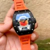 Richard Mille RM520-05 Pharrell Williams Nasa Limted Edition Automatic Men Watch, Orange Rubber Strap Scratch Rasistant Case Watch For Birthday Gift
