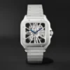 Cartier Santos Skeleton Stainless Steel Men Watch, Quartz Movement Watch For Men