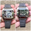 Cartier Santos Skeleton Stainless Steel Men Watch, Quartz Movement Watch For Men