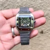 Cartier Santos Skeleton Stainless Steel Men Watch, Quartz Movement Watch For Men