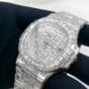 Patek Philippe Baguette Moissanite Diamond Men Automatic Watch, White Gold Plated Full Iced Out Men Moissanite Watch For Birthday Gift
