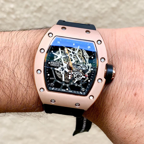 WhatsAppImage2022-09-30at5.09.28PM_600x600 Richard Mille RM035 America’S Cup Power Reserve and Self Winding Function Men Watch, Black Fiber Strap Magnetic Dual Butterfly Lock Matte Rosegold Finish Skeleton Watch