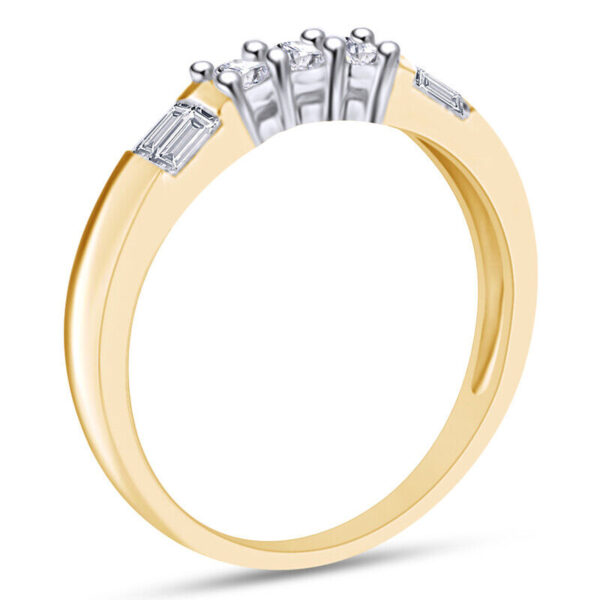 Round Cut & Bageet Moissanite Solitaire Diamond Vintage Engagement Ring, Moissanite Wedding Ring, Silver Moissanite Diamond Women Ring, Proposal Gold Ring For Her