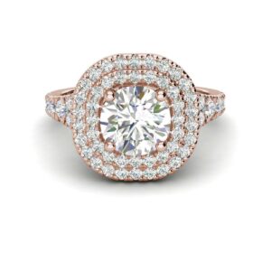 Round Moissanite Halo Diamond Vintage Engagement Ring, Moissanite Wedding Ring, Silver Moissanite Diamond Women Ring, Proposal Gold Ring For Her