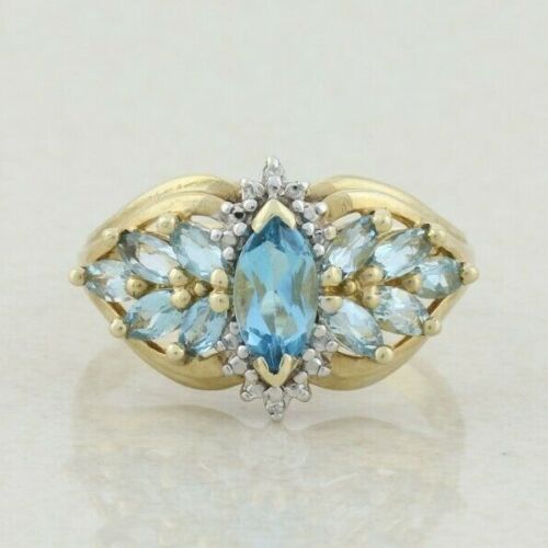 Marquise Morganite Engagement Ring Peach Blue Topaz Morganite Wedding Ring Women Solitaire Engagement Ring Morganite Promise Ring for Her