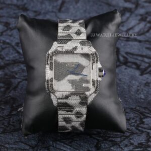 1B6A6778 Cartier Moissanite Diamond Men Watch, Round Customized Moissanite Diamond Men Wrist Wantch, Stainless Steel Automatic Diamond Watch For Me