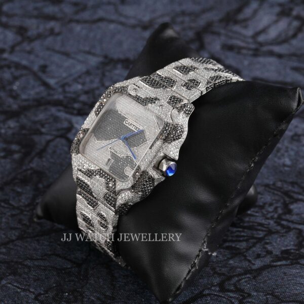 Cartier Moissanite Diamond Men Watch, Round Customized Moissanite Diamond Men Wrist Wantch, Stainless Steel Automatic Diamond Watch For Me