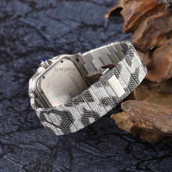 Cartier Moissanite Diamond Men Watch, Round Customized Moissanite Diamond Men Wrist Wantch, Stainless Steel Automatic Diamond Watch For Me